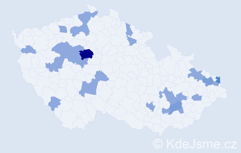 Jméno: 'Jeremy', počet výskytů 39 v celé ČR