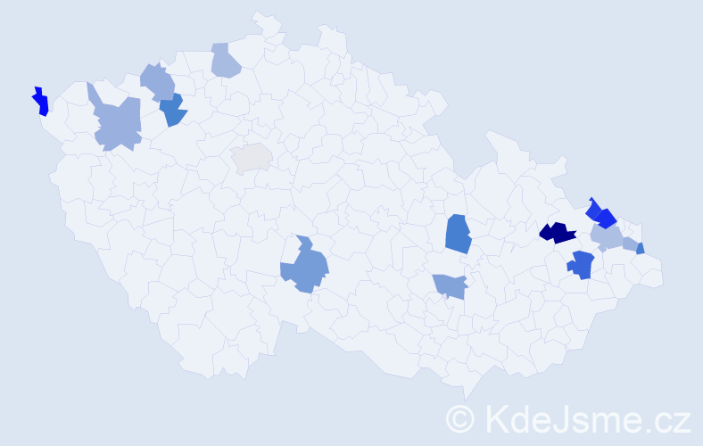 Jméno: 'Dětmar', počet výskytů 19 v celé ČR