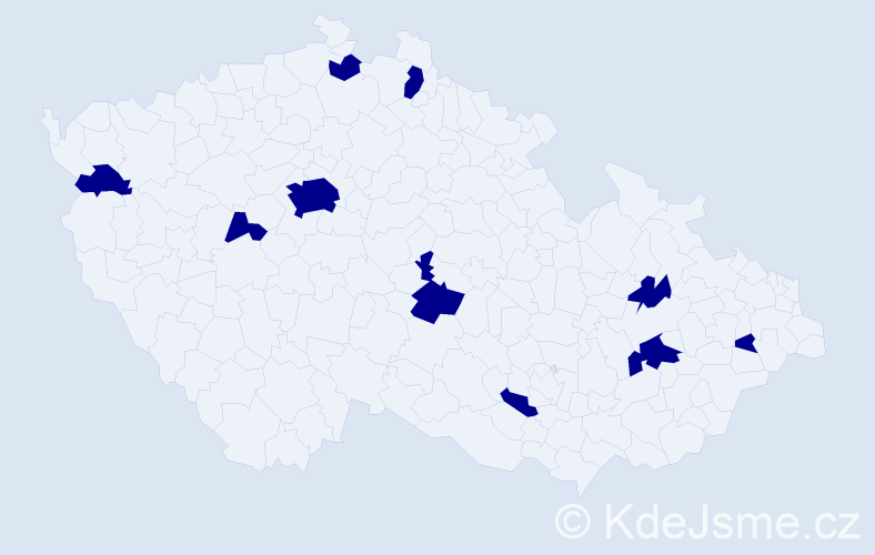 Jméno: 'Lukrécie', počet výskytů 10 v celé ČR