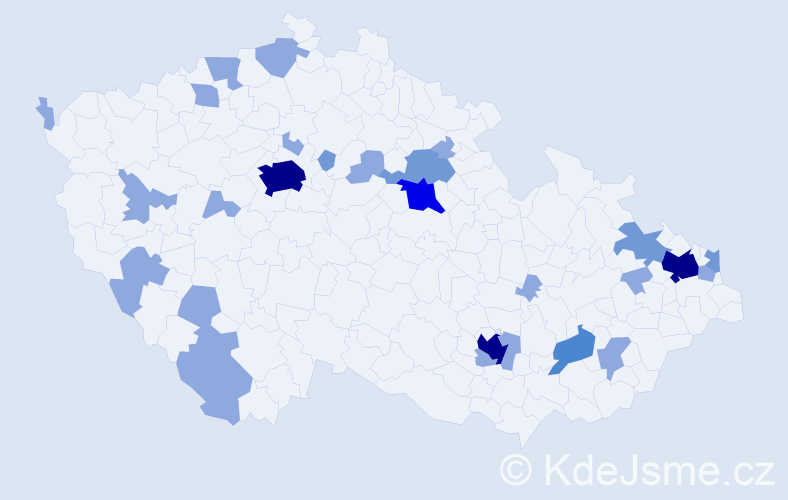 Jméno: 'Santiago', počet výskytů 52 v celé ČR
