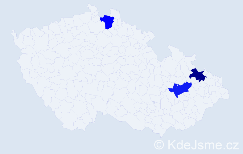 Jméno: 'Ruda', počet výskytů 3 v celé ČR