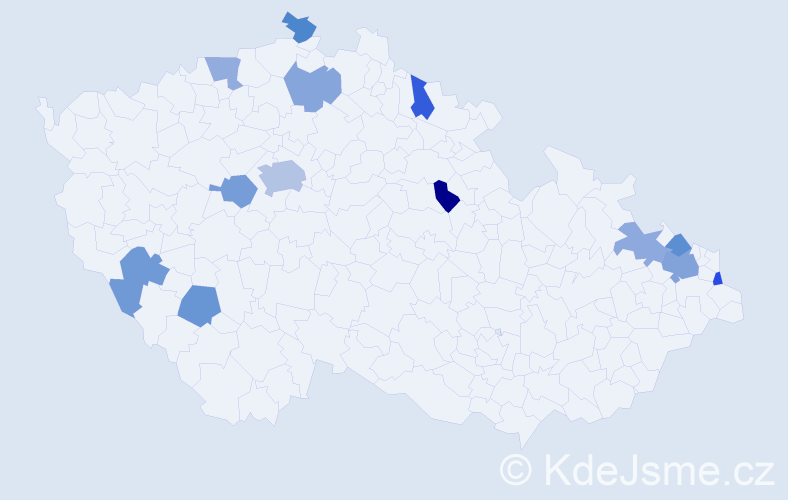 Jméno: 'Vasiĺ', počet výskytů 19 v celé ČR
