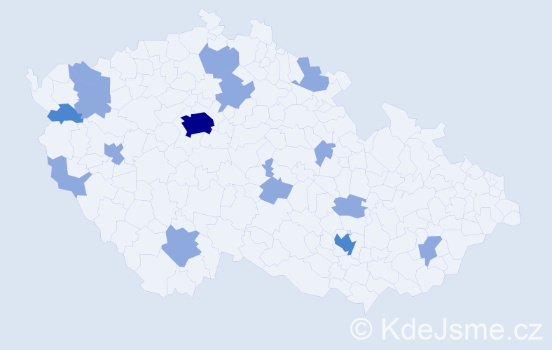 Jméno: 'Ksenija', počet výskytů 21 v celé ČR