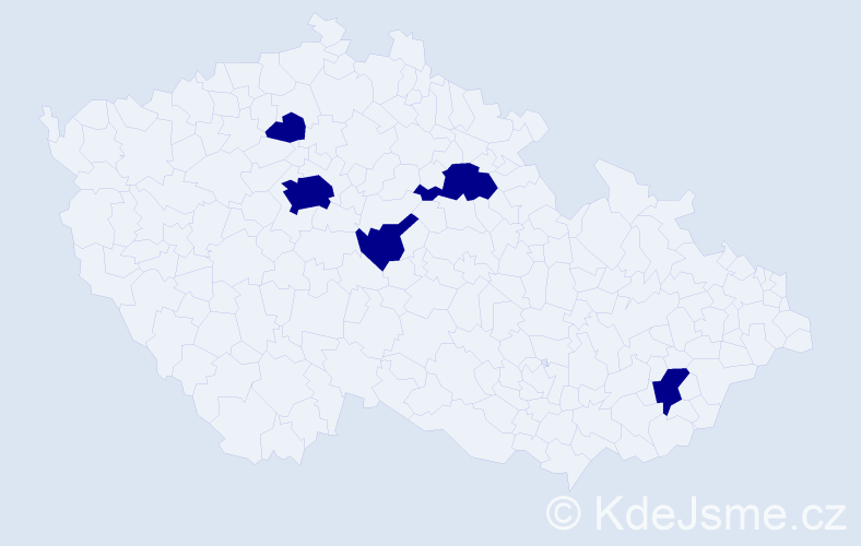 Jméno: 'Udval', počet výskytů 5 v celé ČR