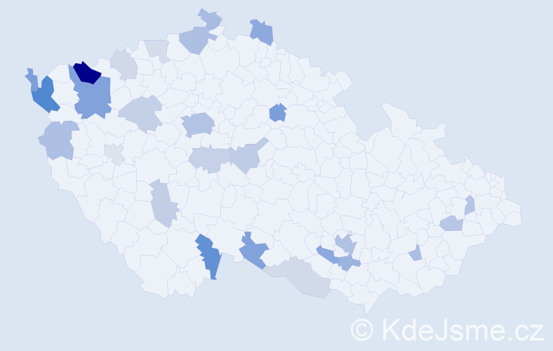 Jméno: 'Ninh', počet výskytů 61 v celé ČR