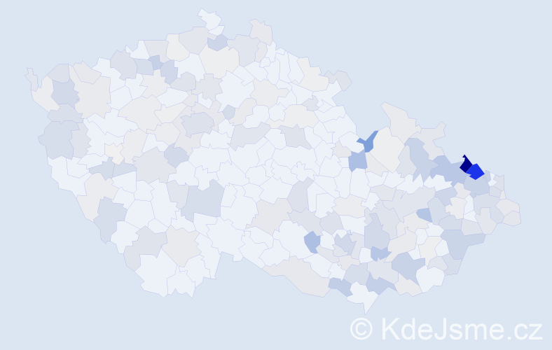 Jméno: 'Bernard', počet výskytů 457 v celé ČR