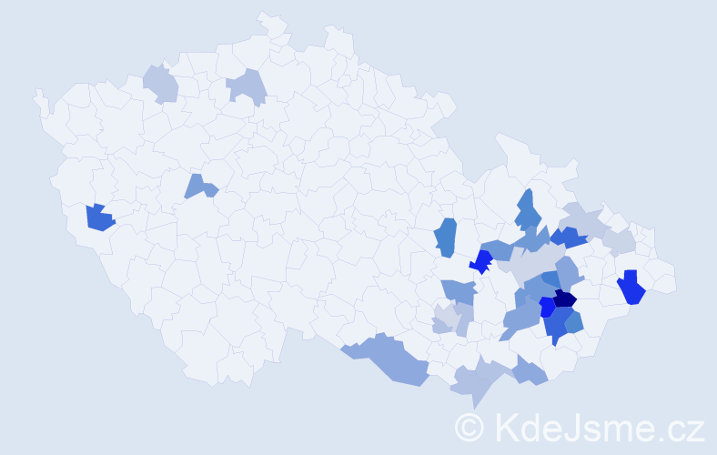Jméno: 'Inocenc', počet výskytů 45 v celé ČR