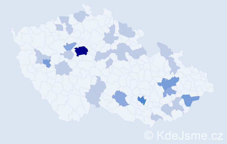 Jméno: 'Míla', počet výskytů 55 v celé ČR