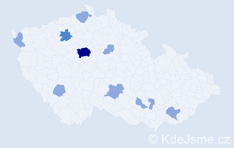 Jméno: 'Vuk', počet výskytů 15 v celé ČR