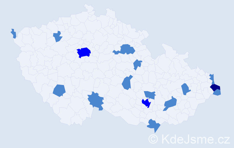 Jméno: 'Genovefa', počet výskytů 21 v celé ČR