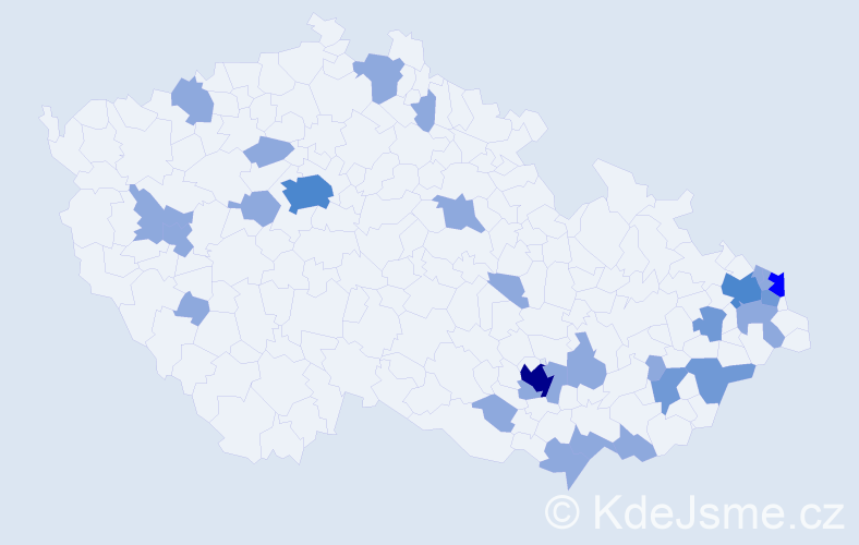 Jméno: 'Rudolfina', počet výskytů 44 v celé ČR