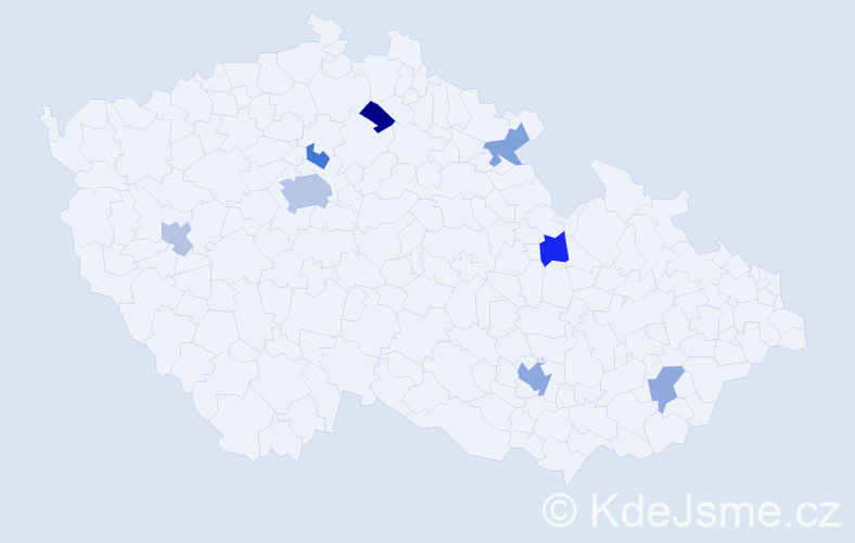Jméno: 'Mahmud', počet výskytů 14 v celé ČR