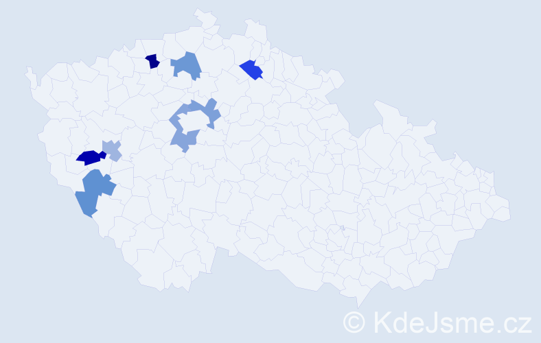 Jméno: 'Mírek', počet výskytů 8 v celé ČR