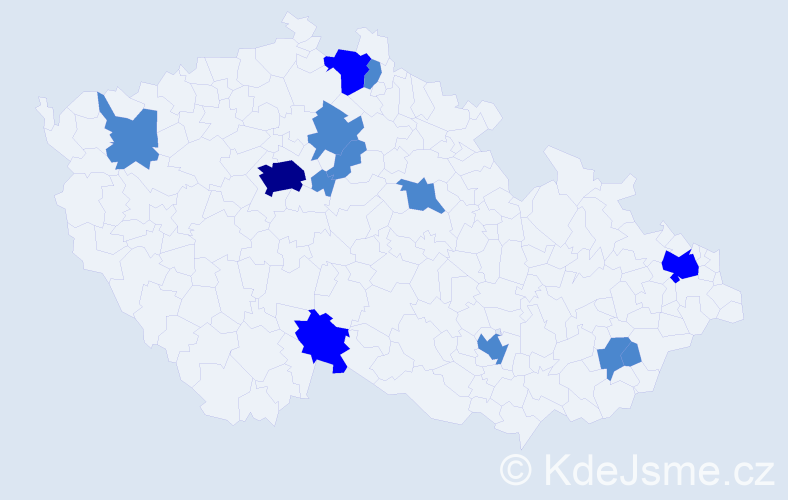 Jméno: 'Mileva', počet výskytů 18 v celé ČR