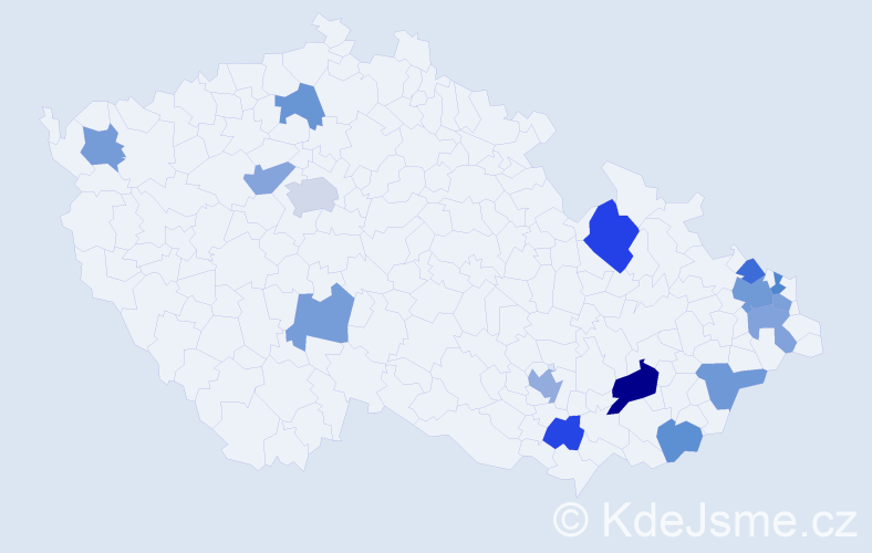 Jméno: 'Metod', počet výskytů 23 v celé ČR