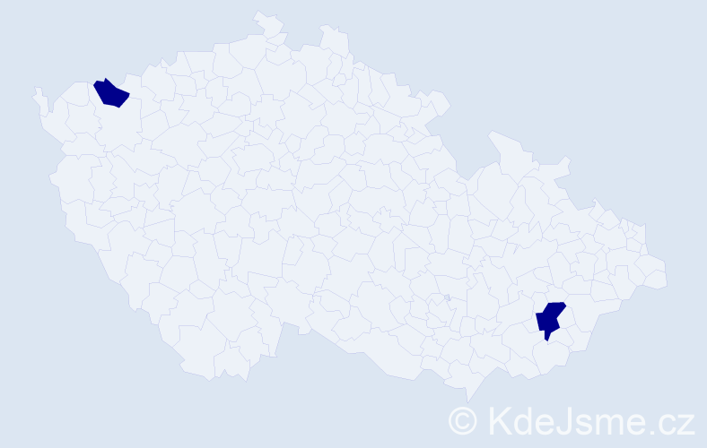 Jméno: 'Kvieta', počet výskytů 2 v celé ČR