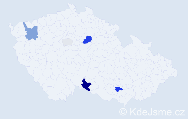 Jméno: 'Radiy', počet výskytů 5 v celé ČR