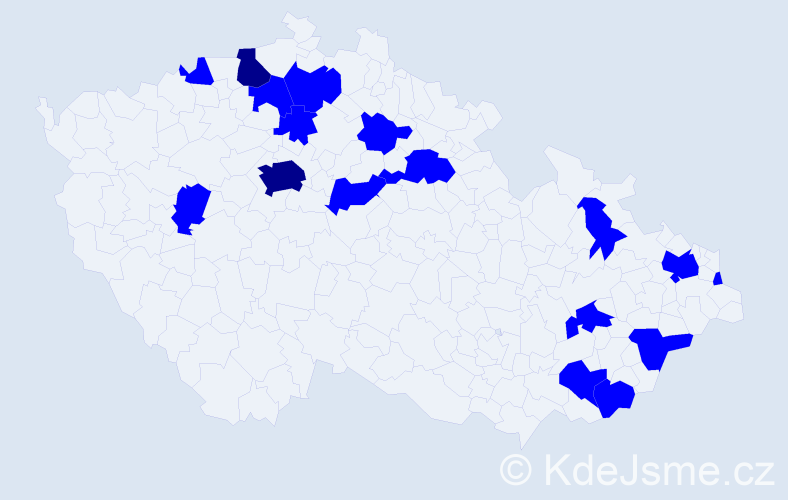 Jméno: 'Jakub Daniel', počet výskytů 19 v celé ČR