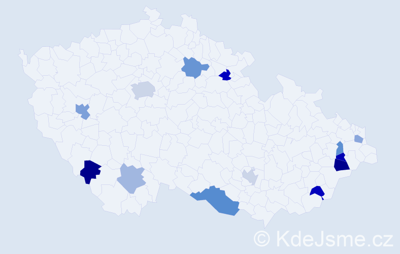 Jméno: 'Sylvestra', počet výskytů 18 v celé ČR