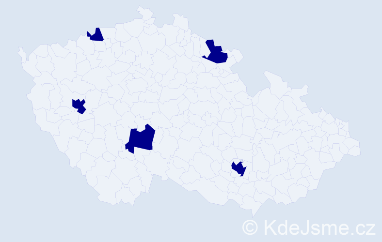 Jméno: 'Erika Marie', počet výskytů 5 v celé ČR