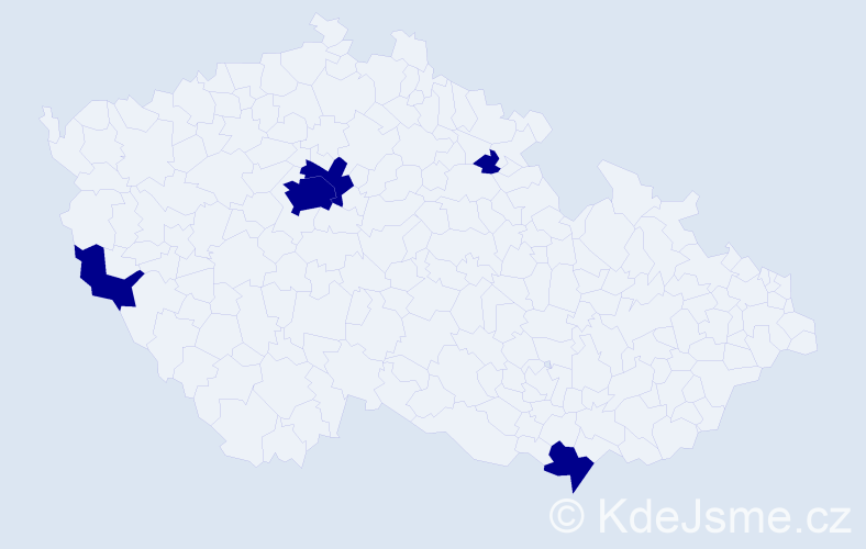 Jméno: 'Elisabeth Marie', počet výskytů 5 v celé ČR