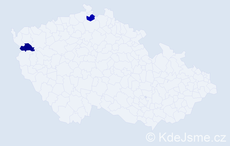 Jméno: 'Judi', počet výskytů 2 v celé ČR