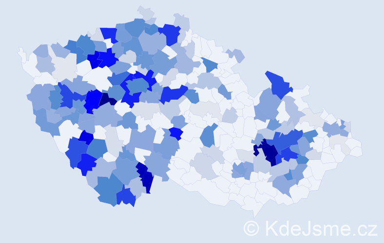 Příjmení: 'Mráček', počet výskytů 824 v celé ČR