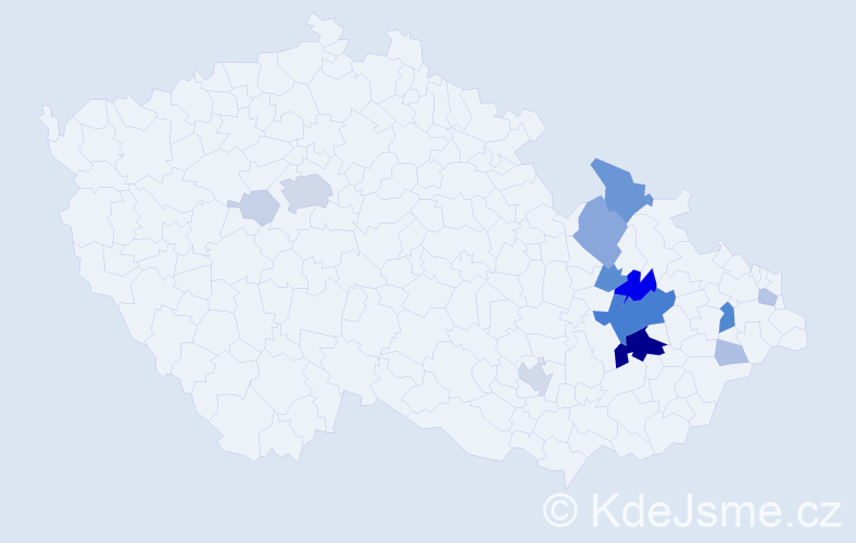 Příjmení: 'Mohaplová', počet výskytů 59 v celé ČR