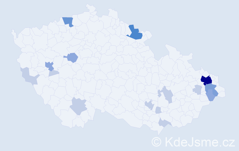 Příjmení: 'Kopera', počet výskytů 37 v celé ČR