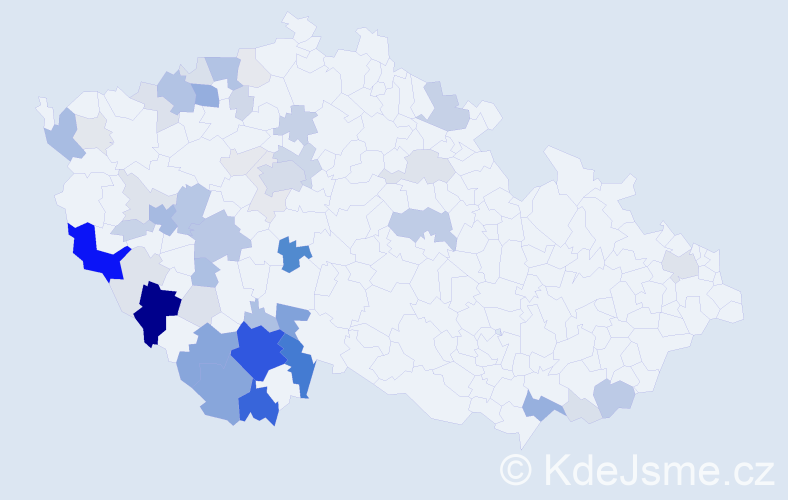 Příjmení: 'Kubal', počet výskytů 193 v celé ČR