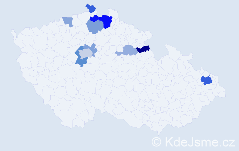 Příjmení: 'Kolencová', počet výskytů 22 v celé ČR