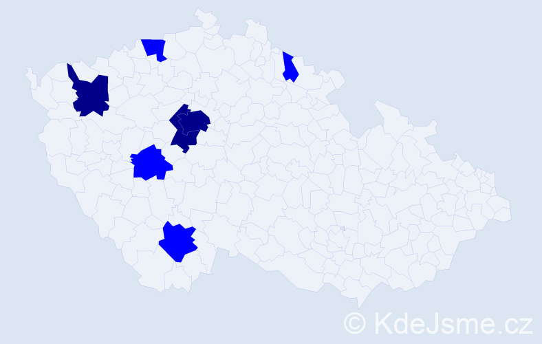 Příjmení: 'Koczka', počet výskytů 10 v celé ČR