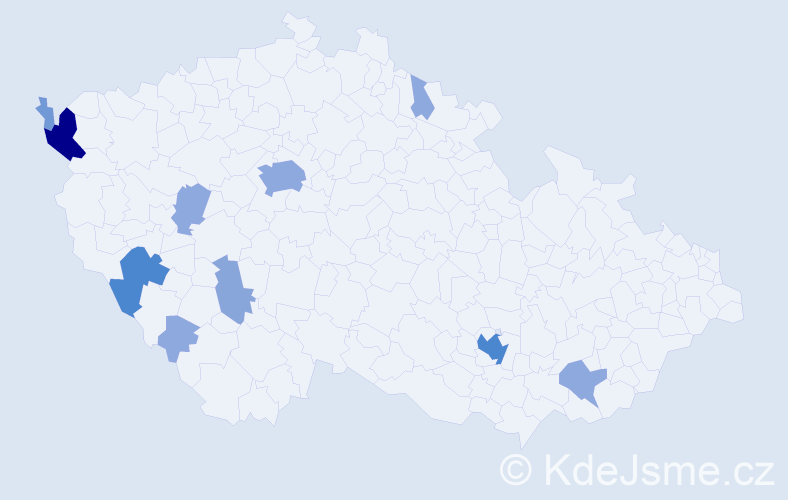 Příjmení: 'Weinmannová', počet výskytů 27 v celé ČR