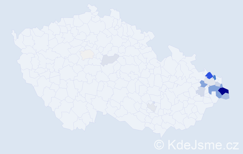 Příjmení: 'Gorný', počet výskytů 52 v celé ČR