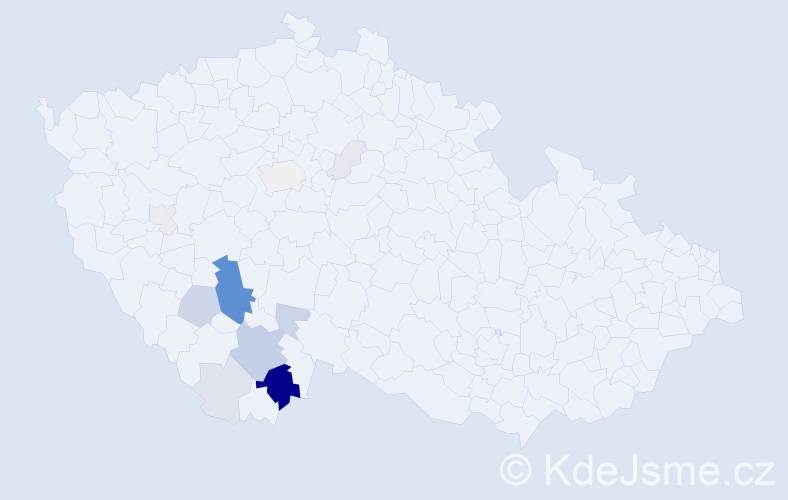 Příjmení: 'Káplová', počet výskytů 73 v celé ČR