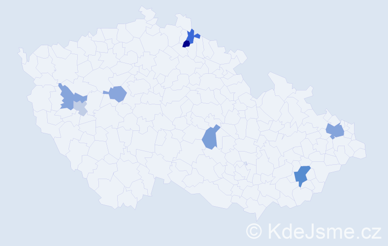 Příjmení: 'Chomič', počet výskytů 13 v celé ČR