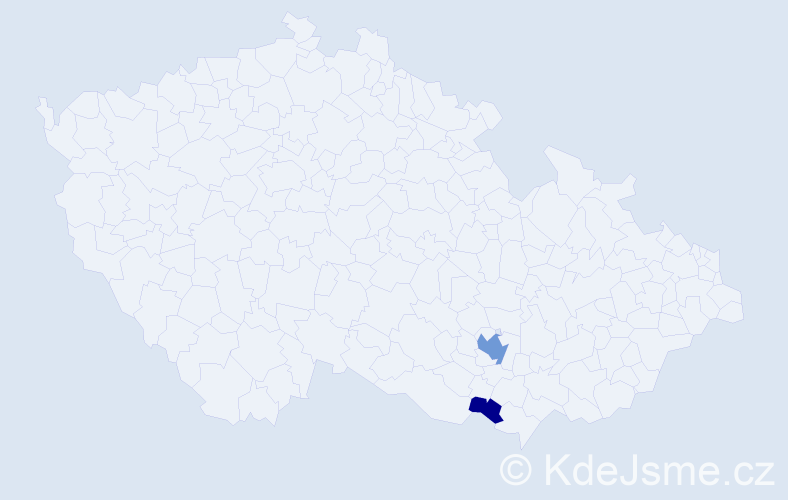 Příjmení: 'Piák', počet výskytů 5 v celé ČR