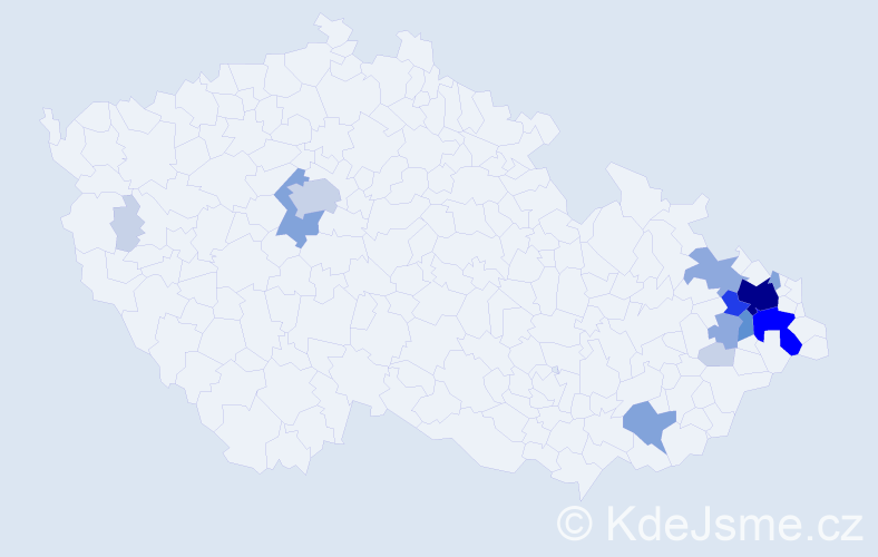 Příjmení: 'Dybal', počet výskytů 50 v celé ČR