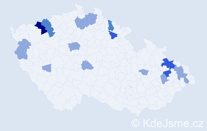 Příjmení: 'Bulejová', počet výskytů 31 v celé ČR