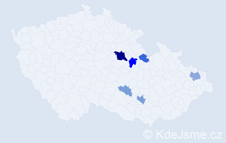 Příjmení: 'Tobešová', počet výskytů 21 v celé ČR