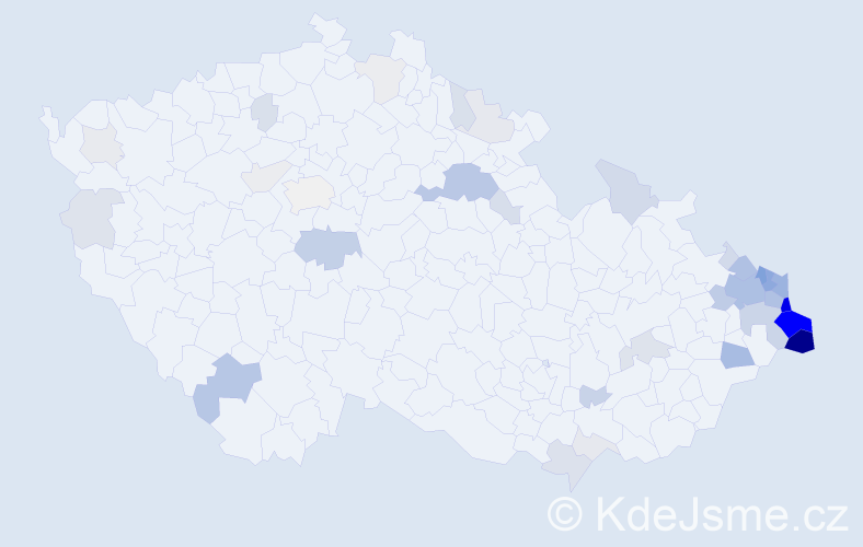 Příjmení: 'Bury', počet výskytů 169 v celé ČR