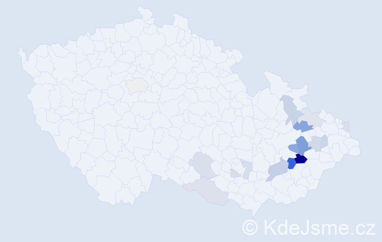 Příjmení: 'Zichalová', počet výskytů 26 v celé ČR