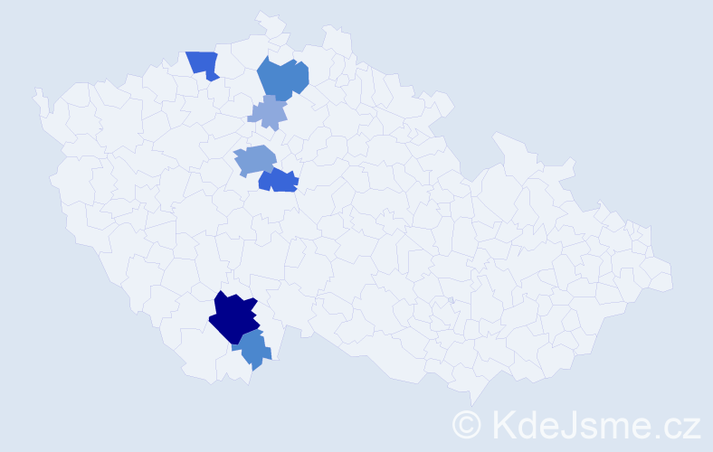 Příjmení: 'Machutka', počet výskytů 24 v celé ČR