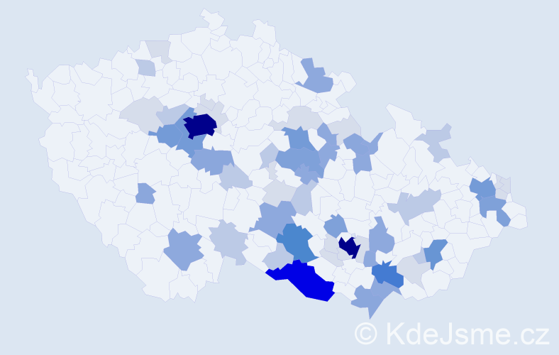 Příjmení: 'Severinová', počet výskytů 202 v celé ČR