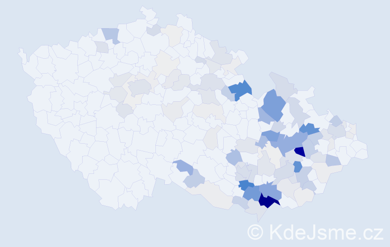 Příjmení: 'Dohnálek', počet výskytů 449 v celé ČR