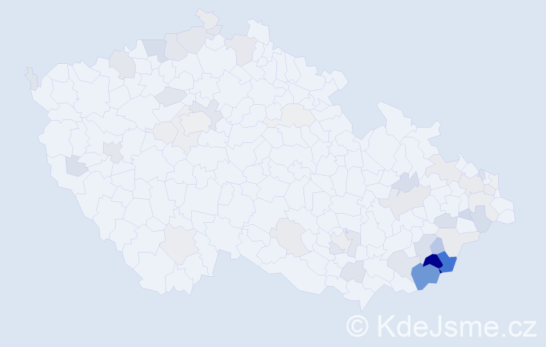Příjmení: 'Mudrák', počet výskytů 185 v celé ČR