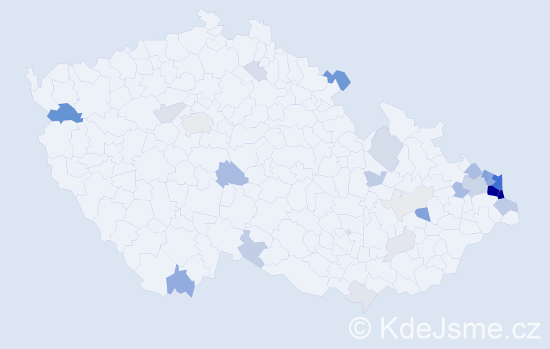 Příjmení: 'Firla', počet výskytů 131 v celé ČR