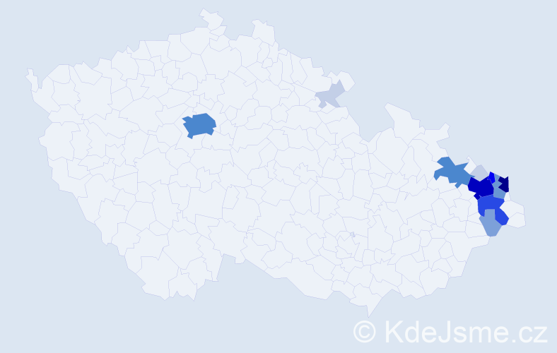 Příjmení: 'Klepek', počet výskytů 60 v celé ČR