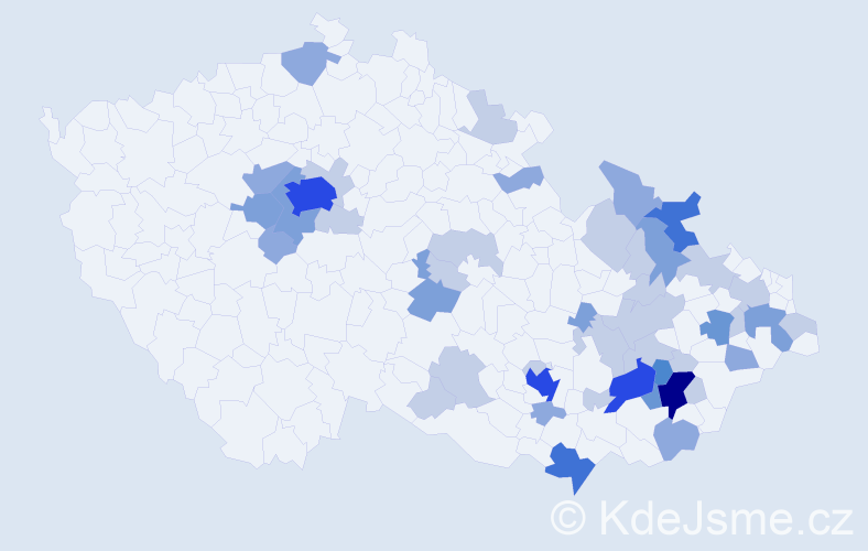 Příjmení: 'Páleníčková', počet výskytů 112 v celé ČR