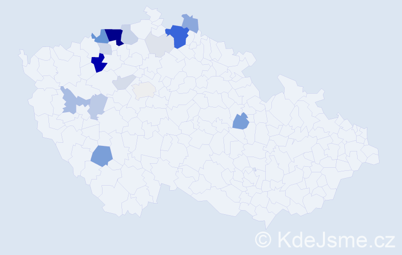 Příjmení: 'Kudráč', počet výskytů 98 v celé ČR